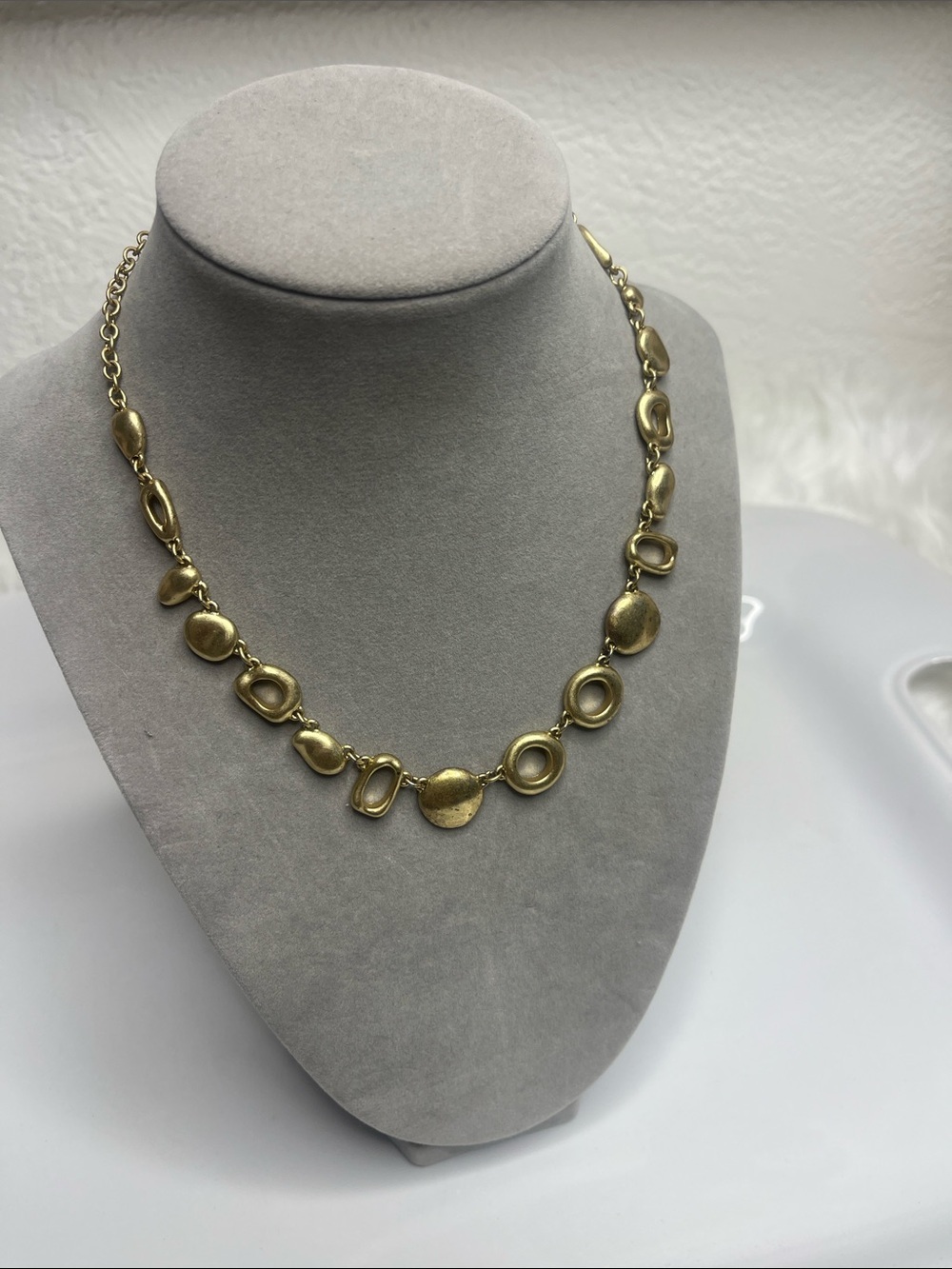 Lia Sophia Matte Gold Sculpted Link Necklace for Women